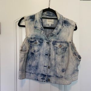 Torrid acid wash cropped denim vest